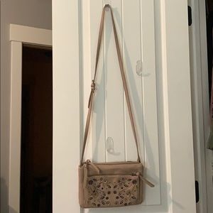 Pleather mini bag with embroidered flowers